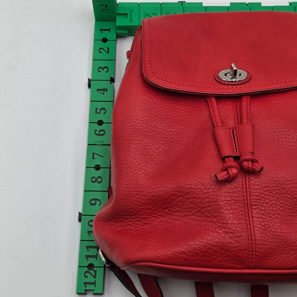 Coach Park Mini Backpack Red Pebbled Leather Turnlock F24385 Classic Drawstring